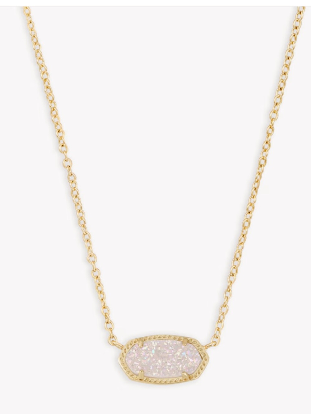 Kendra Scott Silver Chain Necklace with Sparkling Druzy Pendant - Women Jewelry